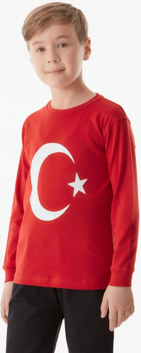 FullaModa Turkish Flag Printed Kids Sweatshirt