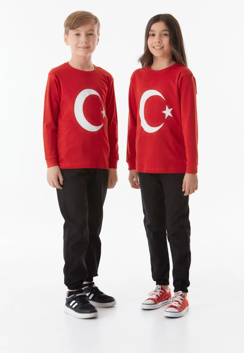 FullaModa Turkish Flag Printed Kids Sweatshirt