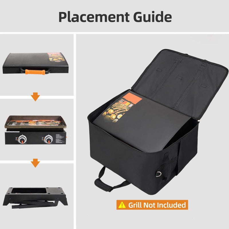 NOELIFE Carry Bag for Blackstone 22 inch Griddle & 17 inch Grill with Hood on Stand, Reinforced Hardware & Rip-Proof Heavy Duty Fabric, Outdoor Tabletop Grill Carrying Case, Black (Bag Only) - Image 2