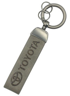 TOYOTA Toyota Premium Leather Keychain Super Finish Metal Ring  PU Leather Strap Keychain Home Key Chain Grey 1 Pcs  - Image 2