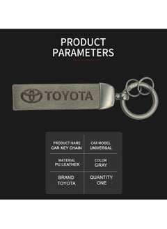 TOYOTA Toyota Premium Leather Keychain Super Finish Metal Ring  PU Leather Strap Keychain Home Key Chain Grey 1 Pcs  - Image 3