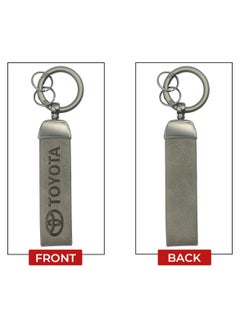 TOYOTA Toyota Premium Leather Keychain Super Finish Metal Ring  PU Leather Strap Keychain Home Key Chain Grey 1 Pcs  - Image 4
