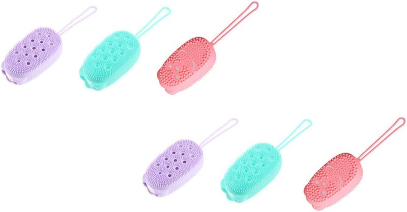 6pcs Double-Sided Silicone Bathing Brushes with Massage Function, Soft Body Cleaning Scrubbers for Adults, Multi- for Shower and Skin Exfoliation - Image 1
