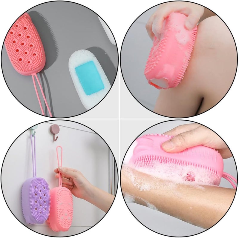 6pcs Double-Sided Silicone Bathing Brushes with Massage Function, Soft Body Cleaning Scrubbers for Adults, Multi- for Shower and Skin Exfoliation - Image 3
