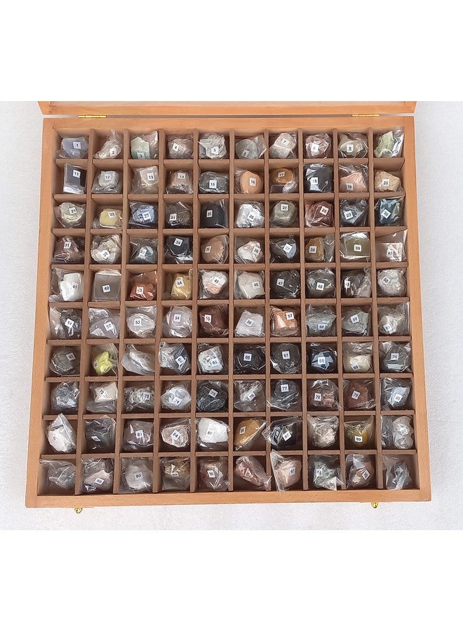 Rocksmins Collection of 100 Rocks & Minerals in a Export Quality Steam Beach Wood Wooden Box RM100WB Big Specimens of 36 Rocks and 64 Minerals in one kit for Education of Geology Earth Science Kit - Image 4