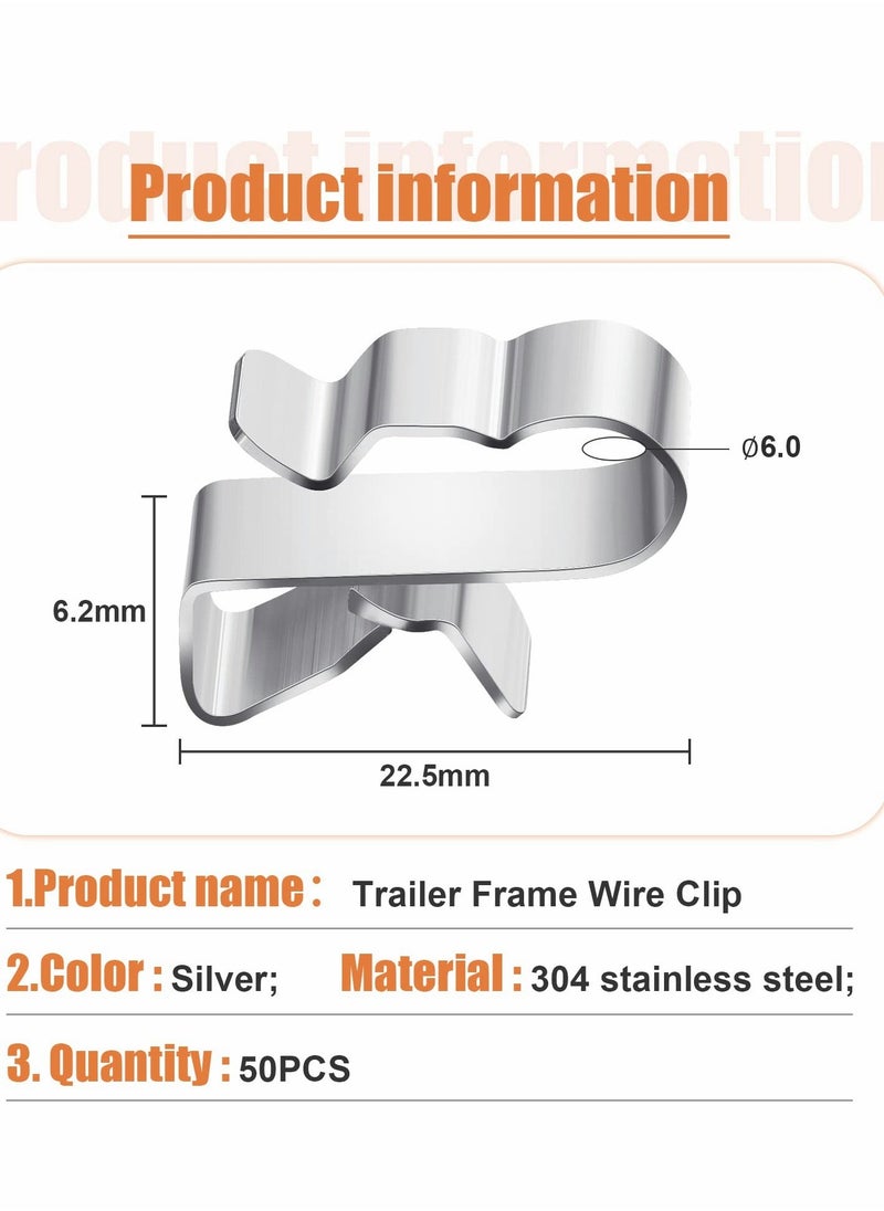 Generic - Trailer Frame Wire Clips Stainless Steel Clips Metal Cable Clips 22.5 mm 0.89 Inch Solar Panel Wire Clip Double Wire Trailer Wire Clips Wire Clamps for PV Wiring Boat Cable 50 Pcs - Image 1