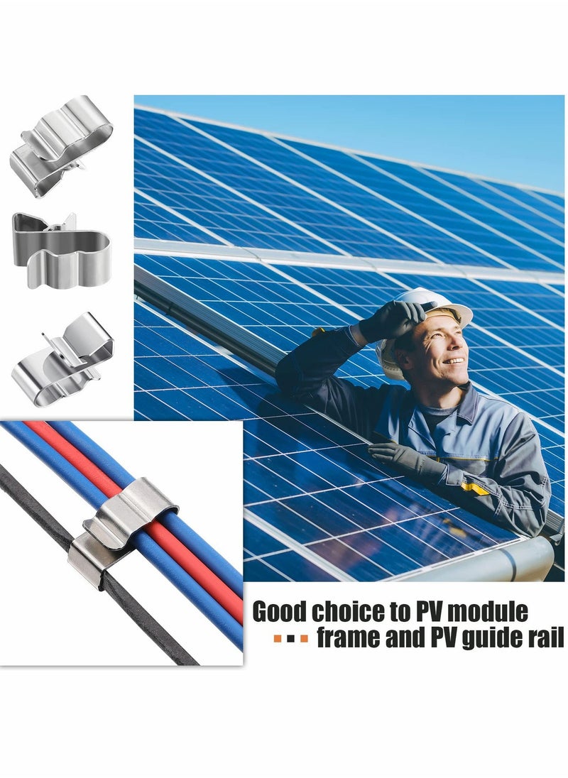 Generic - Trailer Frame Wire Clips Stainless Steel Clips Metal Cable Clips 22.5 mm 0.89 Inch Solar Panel Wire Clip Double Wire Trailer Wire Clips Wire Clamps for PV Wiring Boat Cable 50 Pcs - Image 1