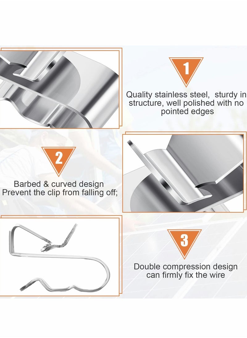 Generic - Trailer Frame Wire Clips Stainless Steel Clips Metal Cable Clips 22.5 mm 0.89 Inch Solar Panel Wire Clip Double Wire Trailer Wire Clips Wire Clamps for PV Wiring Boat Cable 50 Pcs - Image 1