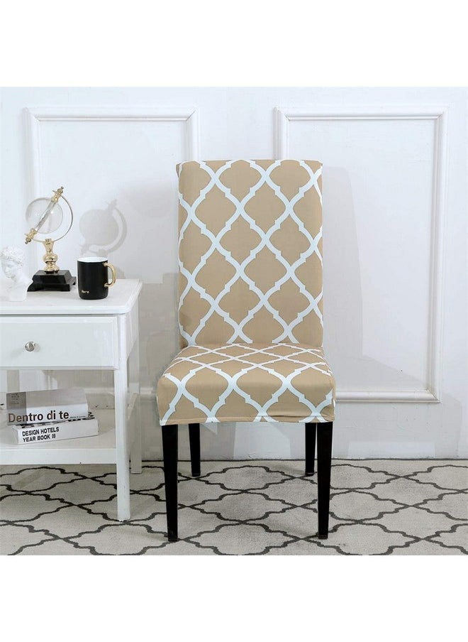 Styleys Styleys Elastic Chair Cover Stretch Removable Washable Short Dining Chair Cover Protector Seat Slipcover (Set of 6, Cream Geometry, SD3110)  - Image 5