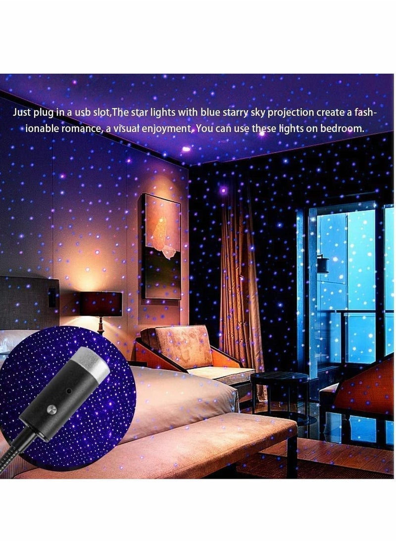 Y&D USB Star Projection Night Light with Auto Rotating Sound Activated Strobe Adjustable Romantic Violet Interior Car Lights Roof Decoration for Car, Ceiling, Bedroom, Party  - Image 2