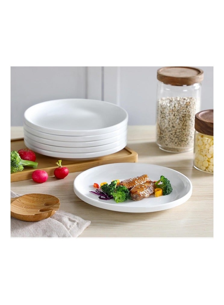 طقم اطباق بيضاء للحلويات 6 اطباق دائرية مقاس 20 سم مع حواف - Image 3