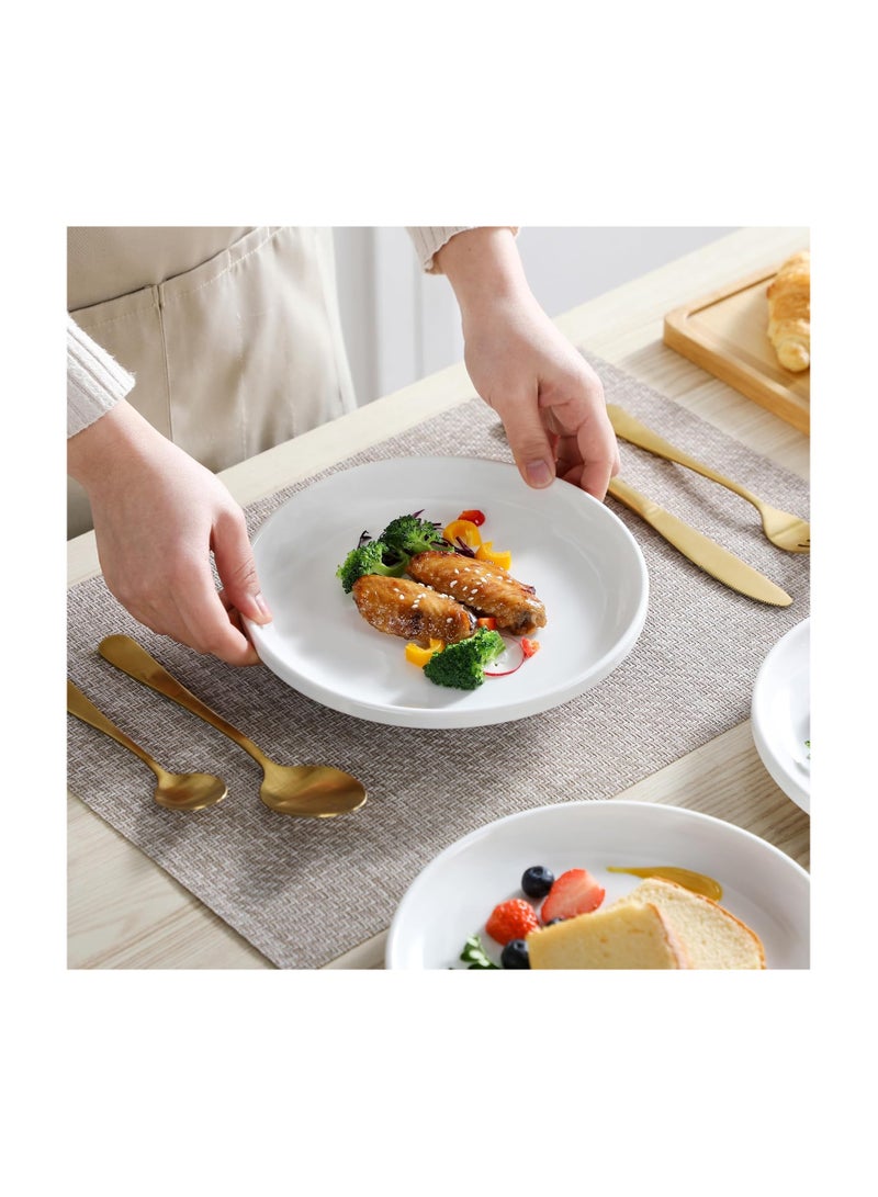 طقم اطباق بيضاء للحلويات 6 اطباق دائرية مقاس 20 سم مع حواف - Image 4