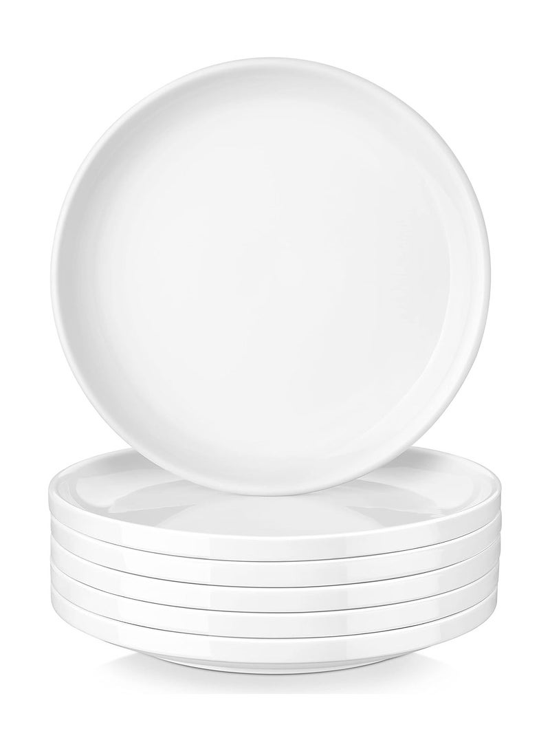 طقم اطباق بيضاء للحلويات 6 اطباق دائرية مقاس 20 سم مع حواف - Image 1