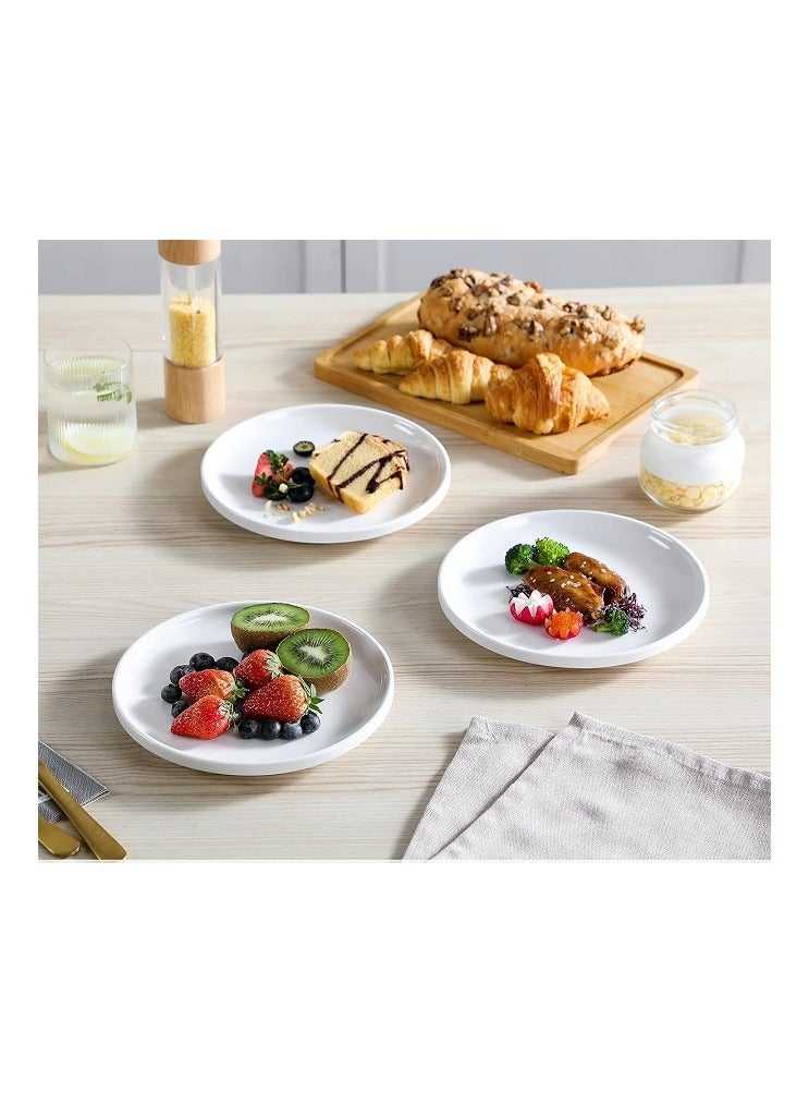 طقم اطباق بيضاء للحلويات 6 اطباق دائرية مقاس 20 سم مع حواف - Image 5