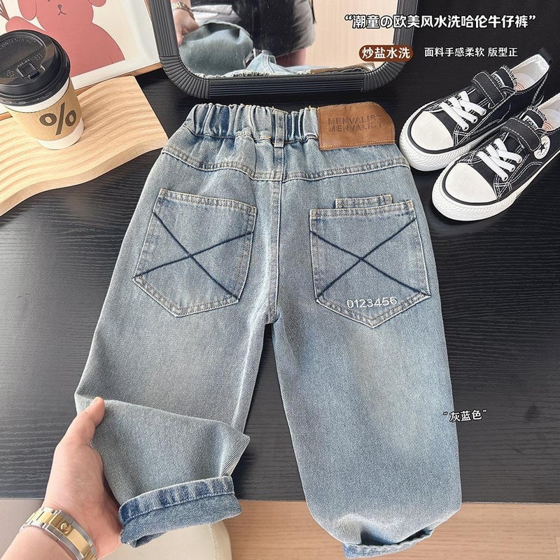 2025 New Children'S Jeans Big Boys Loose Soft All-Match Casual Western Style Long Pants - Image 2