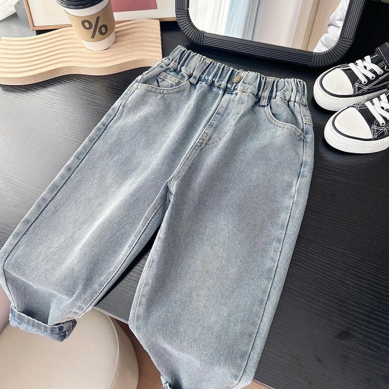 2025 New Children'S Jeans Big Boys Loose Soft All-Match Casual Western Style Long Pants - Image 3