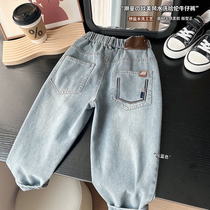 2025 New Children'S Jeans Big Boys Loose Soft All-Match Casual Western Style Long Pants - Image 1