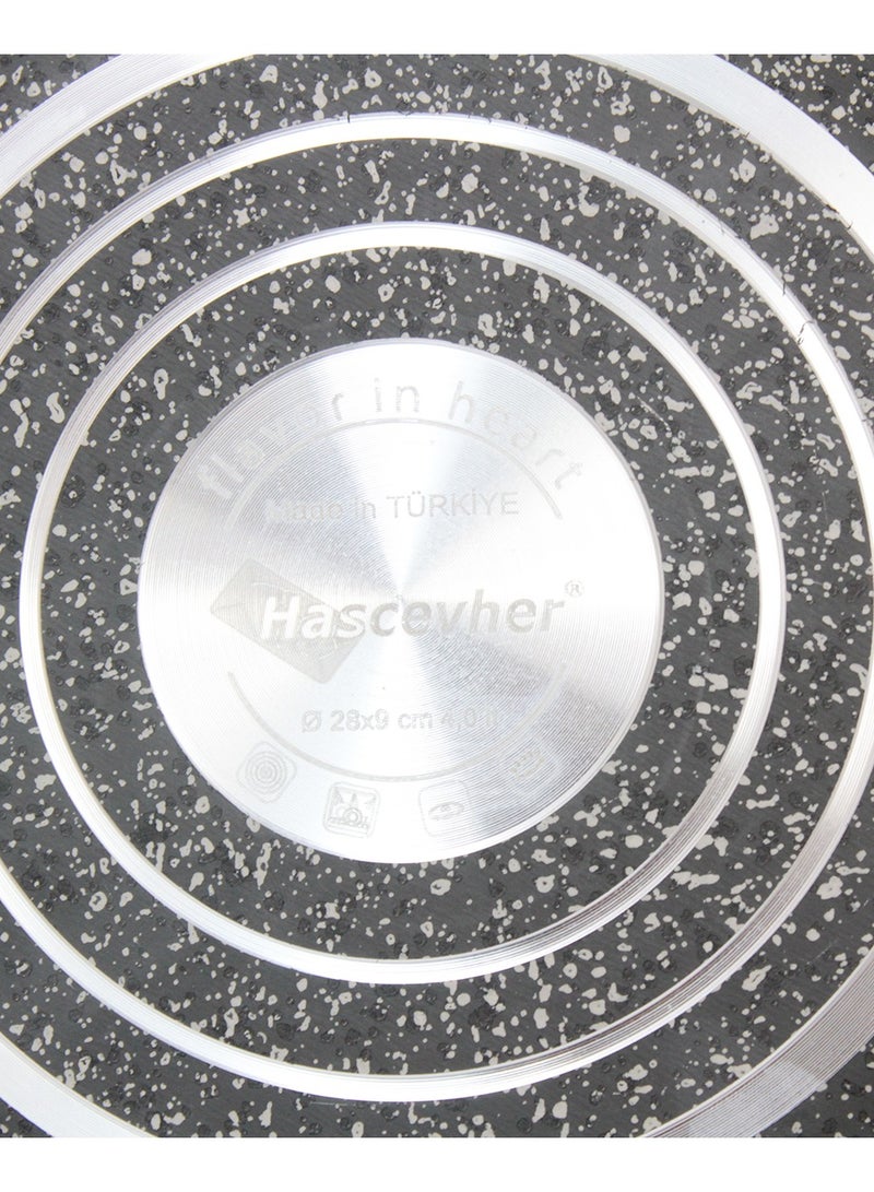 Hascevher مقلاة ووك من الجرانيت بطبقة غير لاصقة، مقلاة للطهي، مثالية للقلي، مصنوعة في تركيا 28 سم - 4 لتر - Image 4