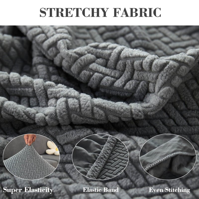 Disayu Sofa Covers Couch Covers for Sofa Pet Friendly Couch Cushion Covers Universal Sofa Covers Washable Stretch Slipcovers for Sectional Sofa (Texture Gray,Headrest Cover) - Image 4