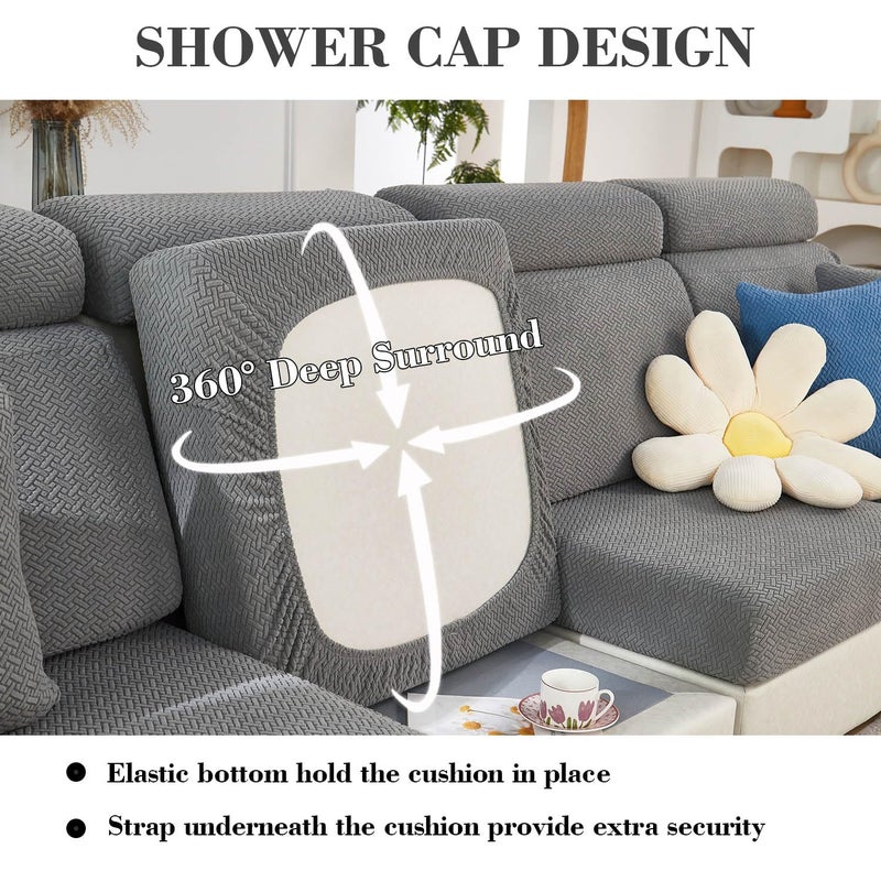 Disayu Sofa Covers Couch Covers for Sofa Pet Friendly Couch Cushion Covers Universal Sofa Covers Washable Stretch Slipcovers for Sectional Sofa (Texture Gray,Headrest Cover) - Image 3