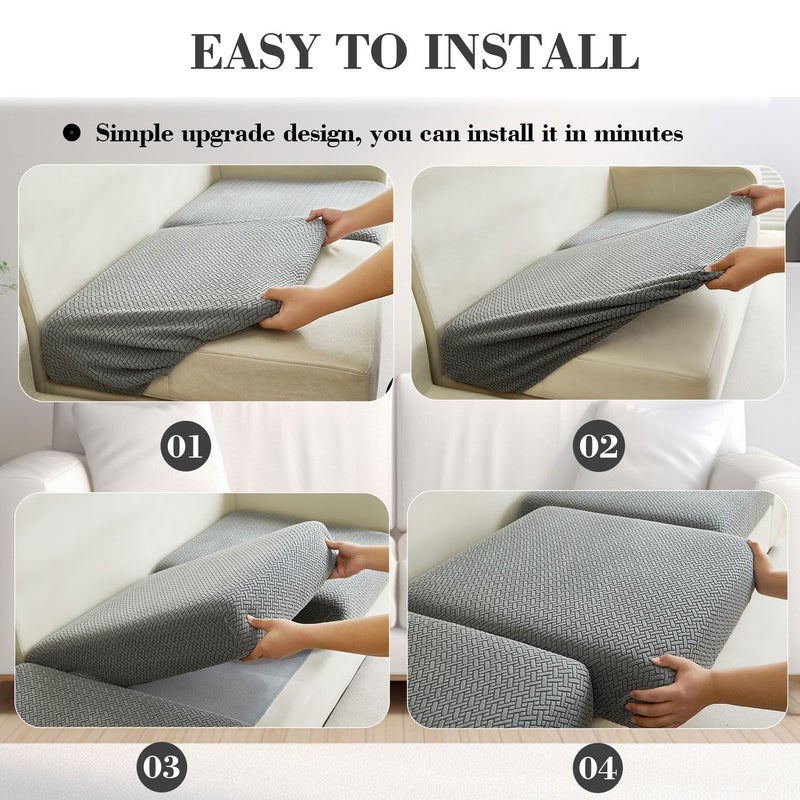 Disayu Sofa Covers Couch Covers for Sofa Pet Friendly Couch Cushion Covers Universal Sofa Covers Washable Stretch Slipcovers for Sectional Sofa (Texture Gray,Headrest Cover) - Image 5
