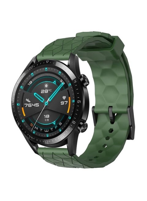 Replacement Strap For Huawei Watch GT2 42mm 20mm Football Pattern Solid Color Silicone Watch Band Army Green