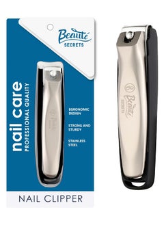 Beaute Secrets Nail Clippers, Sharp Fingernail And Toenail Clipper With Catcher, Stainless Steel Nail Clippers With File, No Splash Nail Cutter, Sturdy Durable Nail Clippers For Women And Men, Silver  - Image 1
