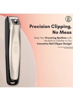 Beaute Secrets Nail Clippers, Sharp Fingernail And Toenail Clipper With Catcher, Stainless Steel Nail Clippers With File, No Splash Nail Cutter, Sturdy Durable Nail Clippers For Women And Men, Silver  - Image 2