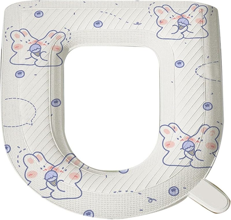 EVA Padded O Shaped Toilet Seat Cover Cartoon Print Water Anti Dirt Standard Toilet - Image 2