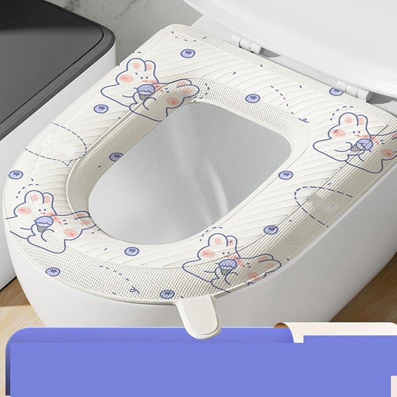 EVA Padded O Shaped Toilet Seat Cover Cartoon Print Water Anti Dirt Standard Toilet - Image 5