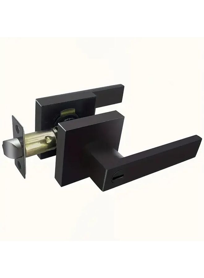 Matte Black Square Door Levers Keyless Interior Door Knobs Heavy Duty Privacy Door Locks - Image 1