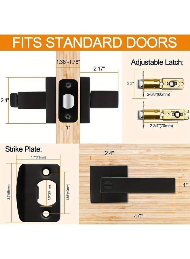 Matte Black Square Door Levers Keyless Interior Door Knobs Heavy Duty Privacy Door Locks - Image 5