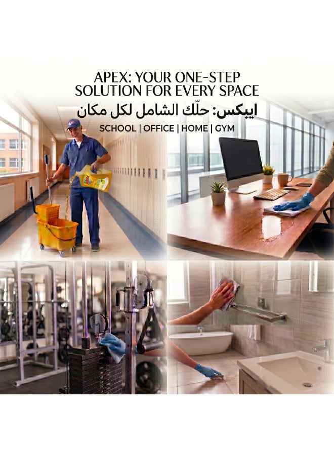 APEX منظف متعدد الاستخدامات من أبيكس، سائل تنظيف الأرضيات والأسطح المتعددة، مطهر تركيبة تنظيف صحية، يزيل البقع الصعبة، عطر يدوم طويلاً، ليمون، حزمة ترويجية 2 × 3 لتر، 6 لتر - Image 5