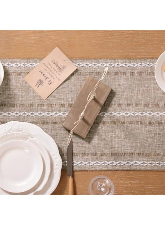 Farmhouse Table Runner 72 inches Macrame Woven Coffee Table Runner Cotton Rustic Fall Thanksgiving Table Runner with Tassels for Boho Home Decor Living Dining Room 13x72 inches Nude - Image 5