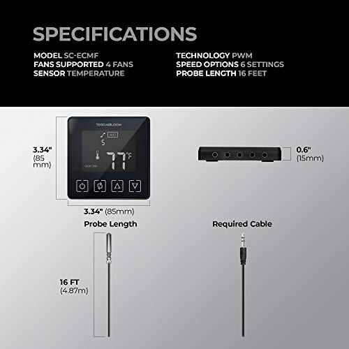 TerraBloom Programmable Thermostat Speed Controller with Temperature Probe for ECMF Series Fans - Image 3