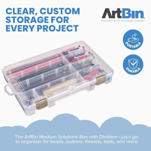 ArtBin 4006AB Medium Solutions Box with Dividers, Art & Craft Organizer, [1] Plastic Storage Case, Clear - Image 2