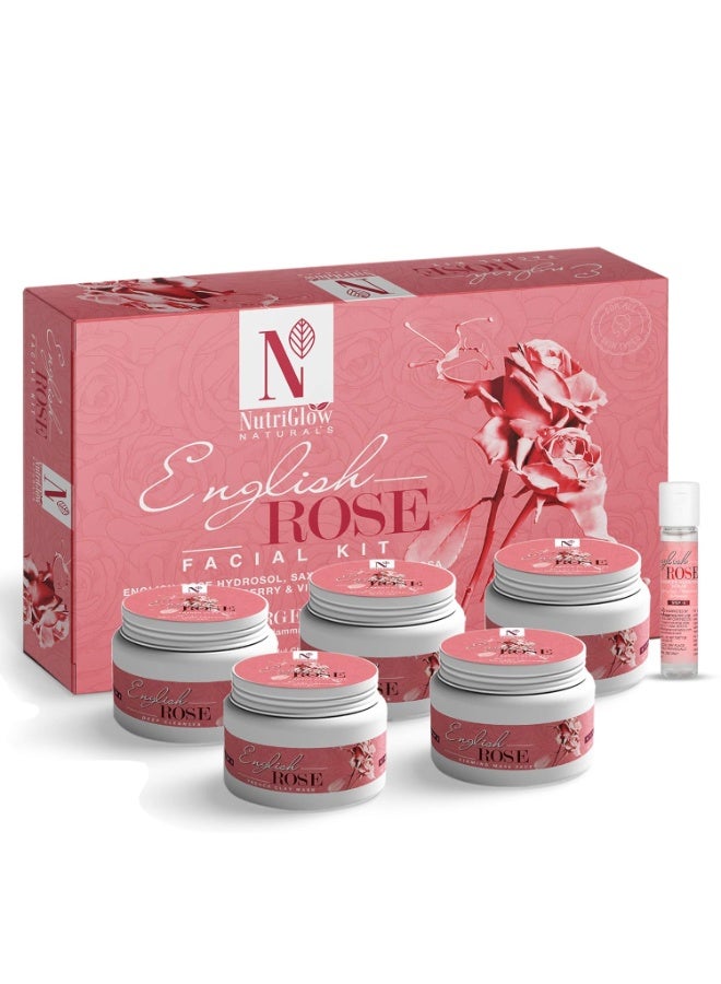 NutriGlow Natural’s English Rose Facial Kit with Natural Rose Extracts for Radiant & Glowing Skin, (250g+10ml) - Image 1