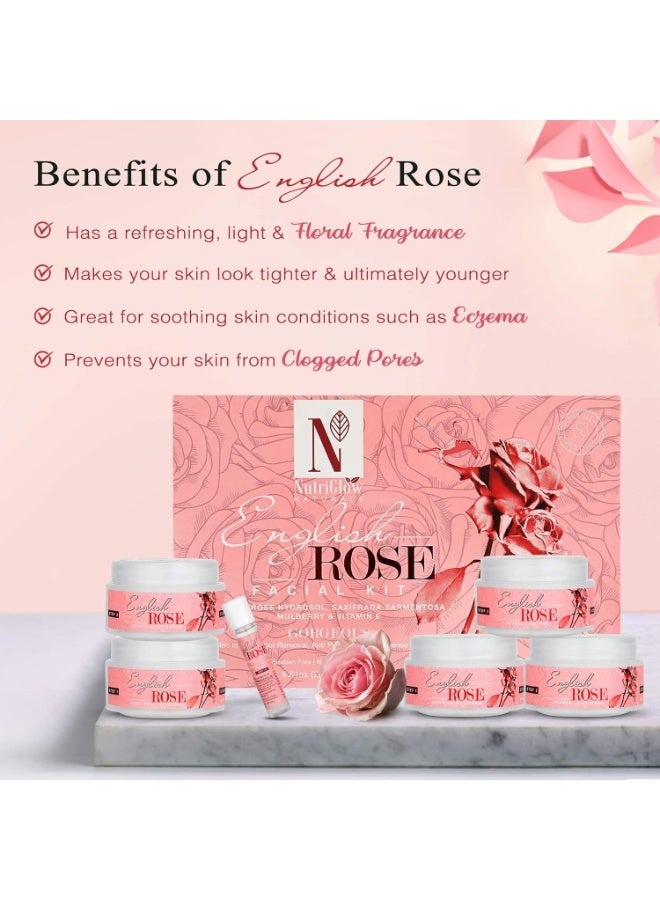 NutriGlow Natural’s English Rose Facial Kit with Natural Rose Extracts for Radiant & Glowing Skin, (250g+10ml) - Image 4