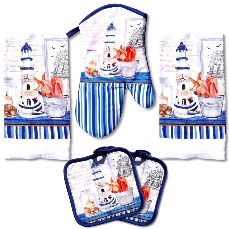 Lobyn Value Packs Decorative Lightweight Kitchen Towel Set 5 Piece Towels