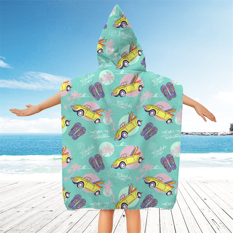 2025 Cuffed Zipper Children'S Cloak Bath Towel Hooded Cloak Wearing Bath Towel Swimming Changing Bathrobe - Image 1