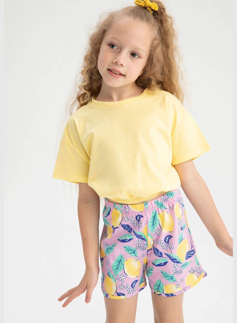 DeFacto Short Sleeve Crop Top & Floral Print Mini Shorts - Image 3
