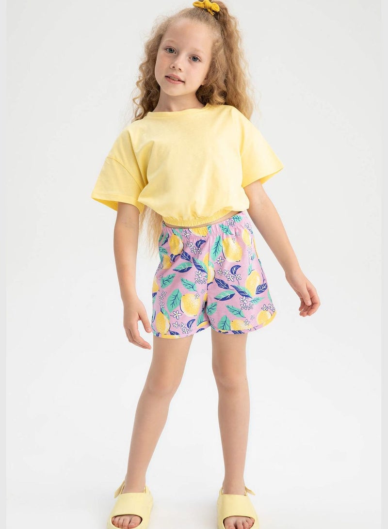 DeFacto Short Sleeve Crop Top & Floral Print Mini Shorts - Image 2