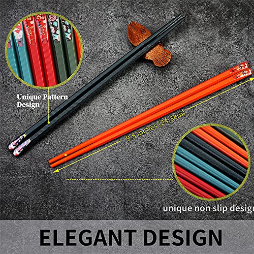 HuaLan Colorful Fiberglass Chopsticks, Dishwasher Safe Chopsticks, Reusable Non-slip Chop Sticks, 9 1/2 Inches, 5 Pairs - Image 3