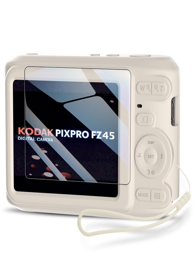TUOOUT Silicone Case for PIXPRO FZ45 Digital Camera with Screen Protector and Lanyard for PIXPRO FZ45 Accessories - (Rice White) - Image 1
