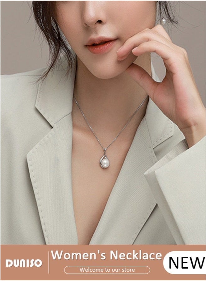 DUNISO Pearl Pendant Necklace for Women, Exquisite Freshwater Cultured Pearls, Master Level Crafts, 925 Sterling Silver, Noble Temperament, Colorfast, Fashion Jewelry, Gift for Mom, Wife and Daughter  - Image 2