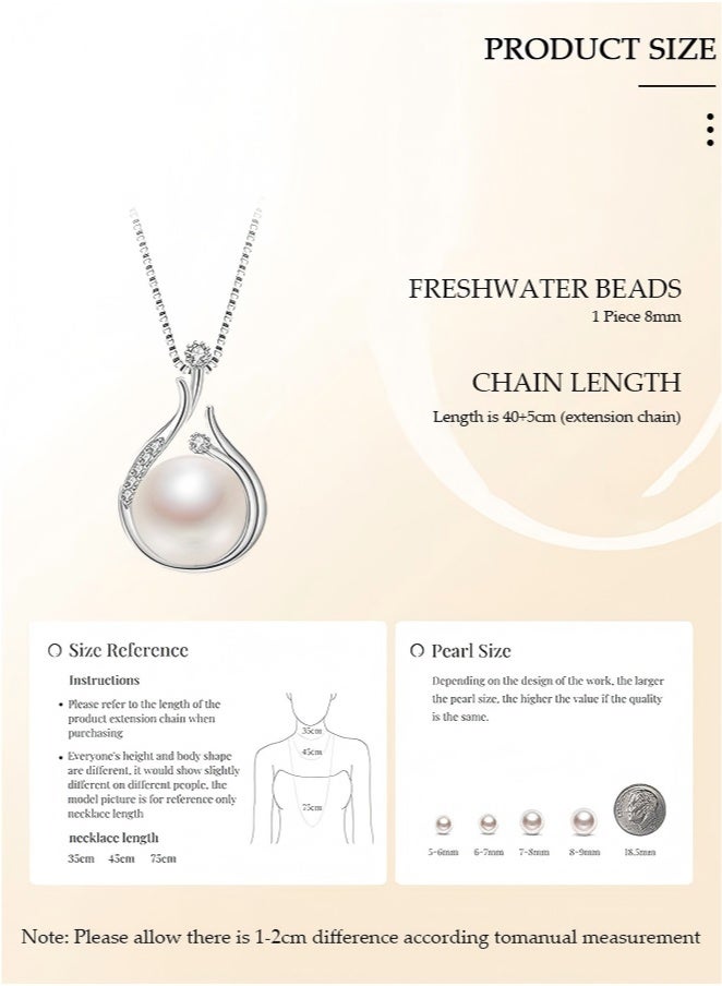 Pearl Pendant Necklace for Women, Exquisite Freshwater Cultured Pearls, Master Level Crafts, 925 Sterling Silver, Noble Temperament, Colorfast, Fashion Jewelry, Gift for Mom, Wife and Daughter - Image 5