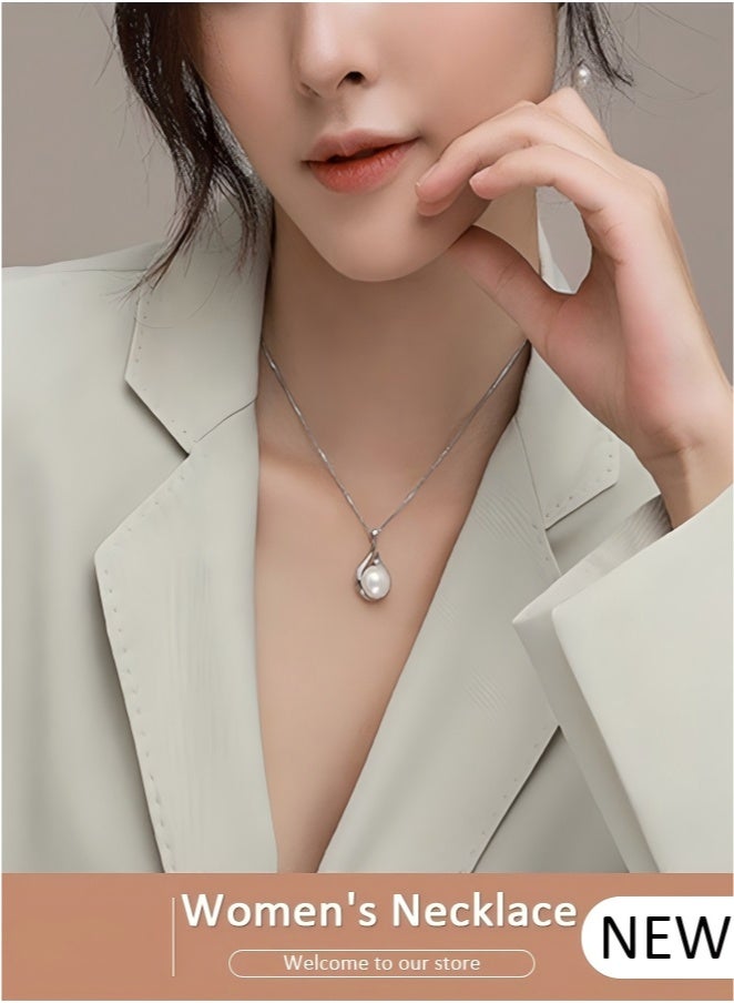 Pearl Pendant Necklace for Women, Exquisite Freshwater Cultured Pearls, Master Level Crafts, 925 Sterling Silver, Noble Temperament, Colorfast, Fashion Jewelry, Gift for Mom, Wife and Daughter - Image 2