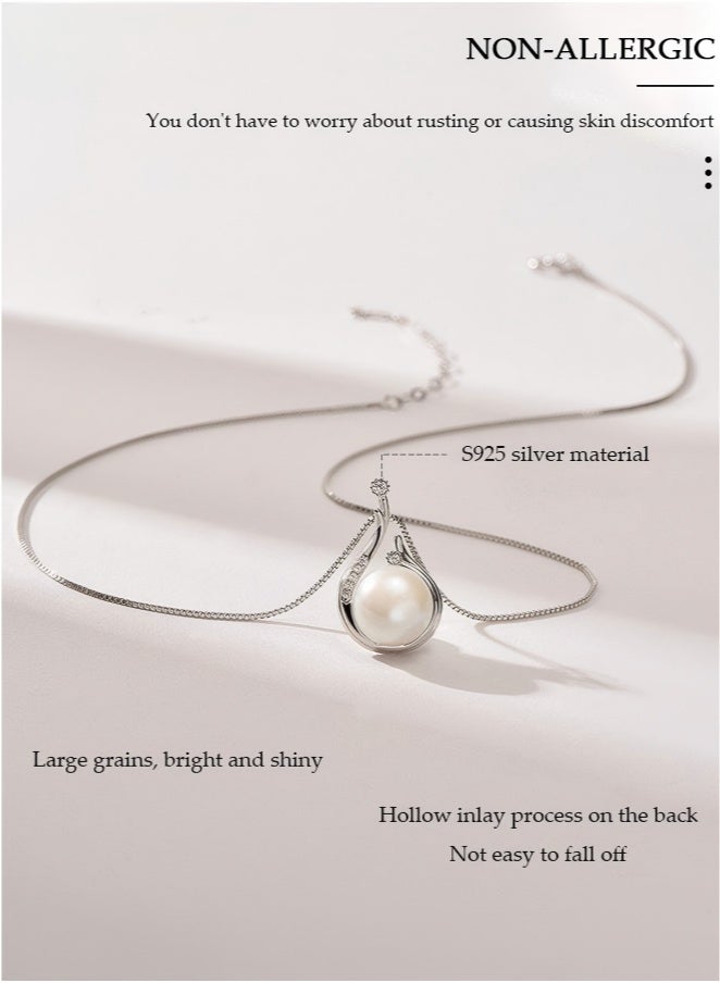Pearl Pendant Necklace for Women, Exquisite Freshwater Cultured Pearls, Master Level Crafts, 925 Sterling Silver, Noble Temperament, Colorfast, Fashion Jewelry, Gift for Mom, Wife and Daughter - Image 3