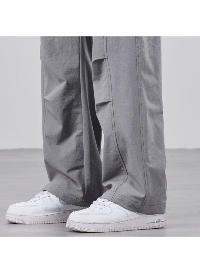Hipanda Casual Pants For Men, American-style Spring Trendy Loose-fit Versatile Straight-leg Wide-leg Casual Cargo Trousers, Gray, 2XL - Image 4