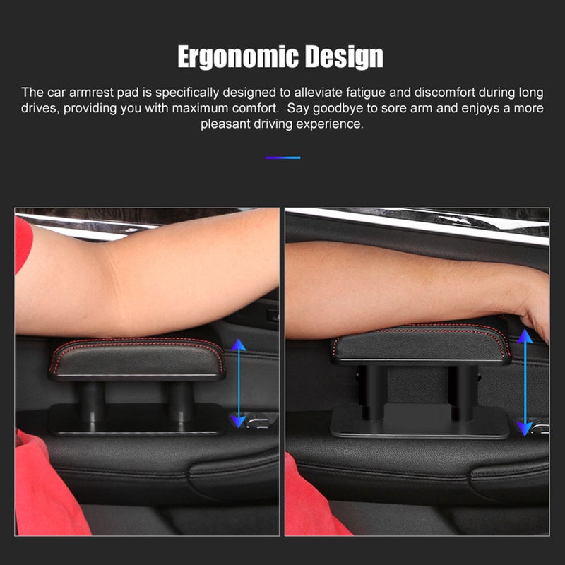 Car Armrest Pad Left Elbow Support Universal Leather Arm Rest Cushion Support 3 Adjustable Height Non-Destructive Installation - Image 4